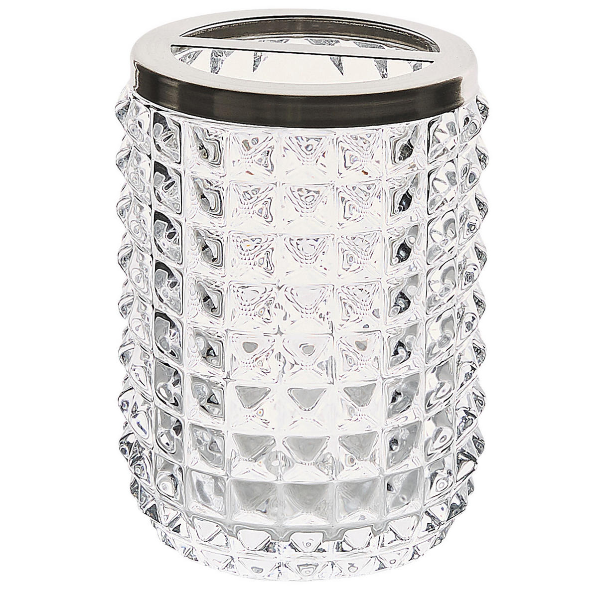 BADEZIMMER Set 4-teilig Glas transparent Tapia - Transparent/Silberfarben, Glas (11/20/9cm) - Beliani