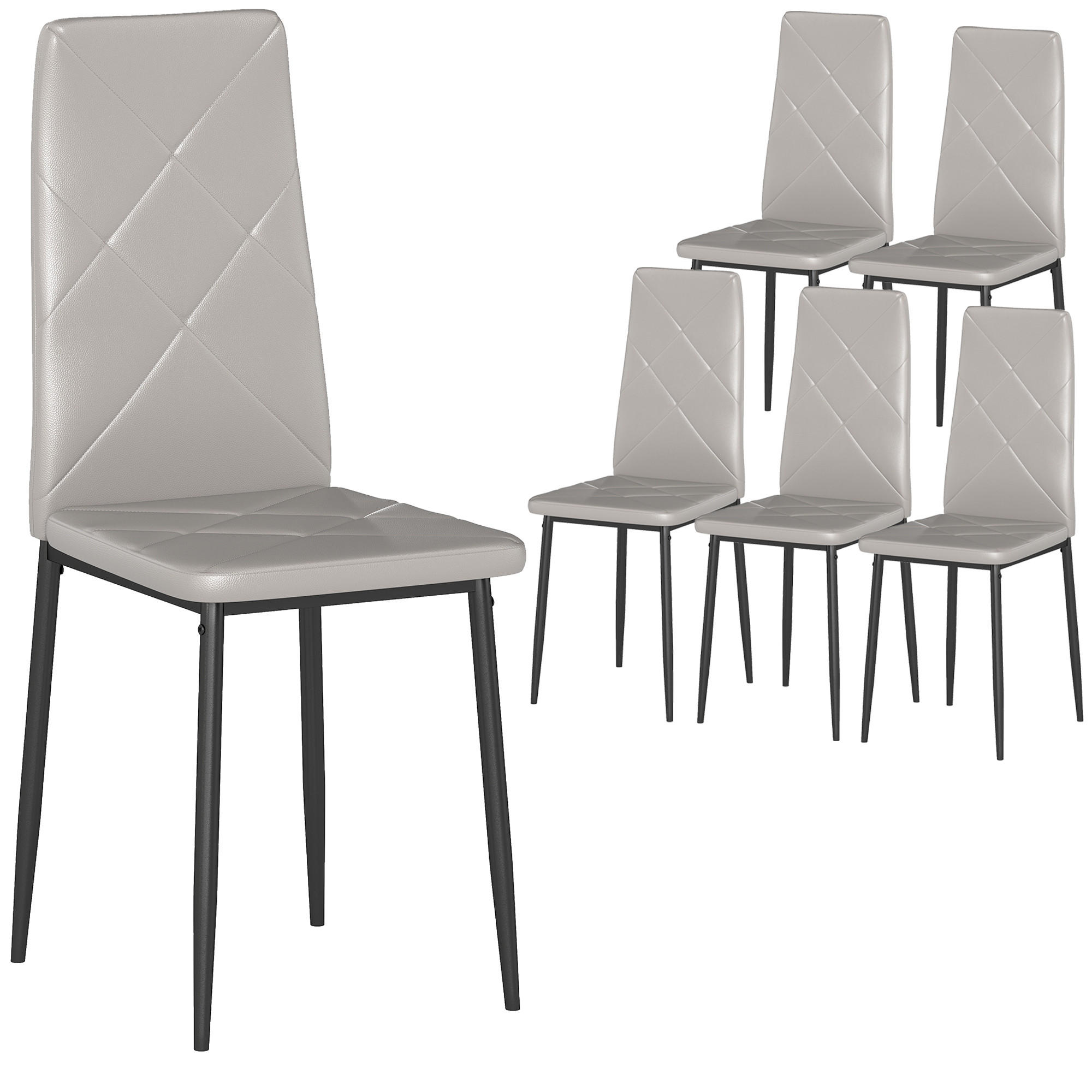 STÜHLE Grau 6 Stück - Grau, Leder (41/97/50cm) - GiPP