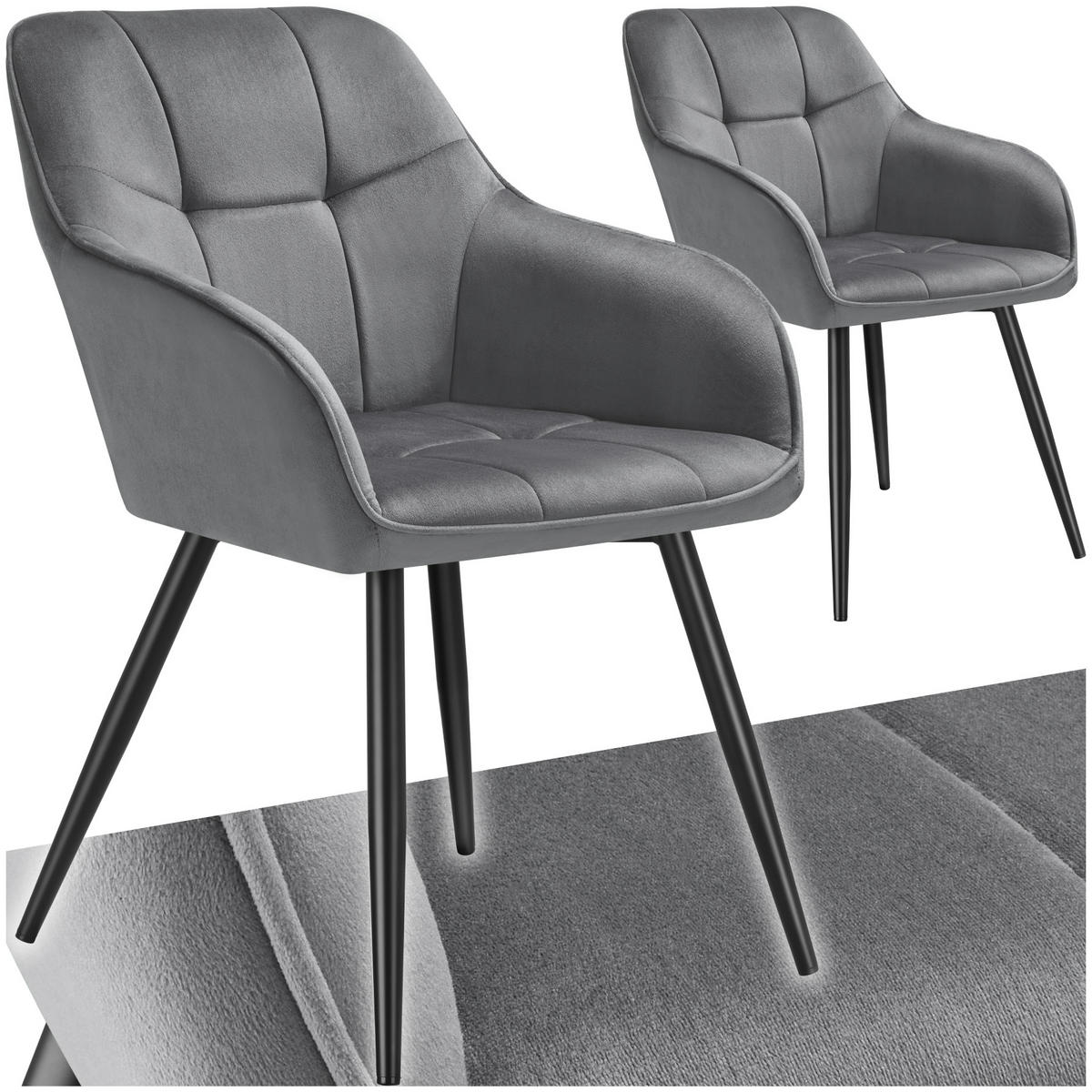 ESSZIMMERSTUHL 2er Set Marilyn 58 x 62 x 82 cm grau/schwarz - Schwarz/Grau, Kunststoff (58/82/62cm) - tectake