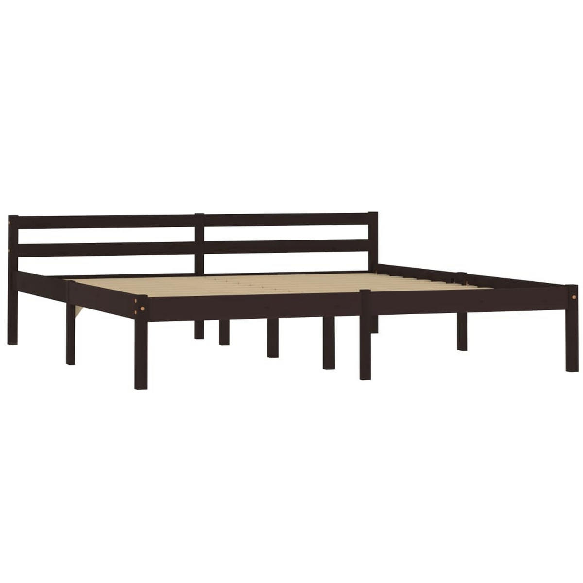 MASSIVHOLZBETT Dunkelbraun Kiefer 160x200 cm - Braun, Holz - furnicato