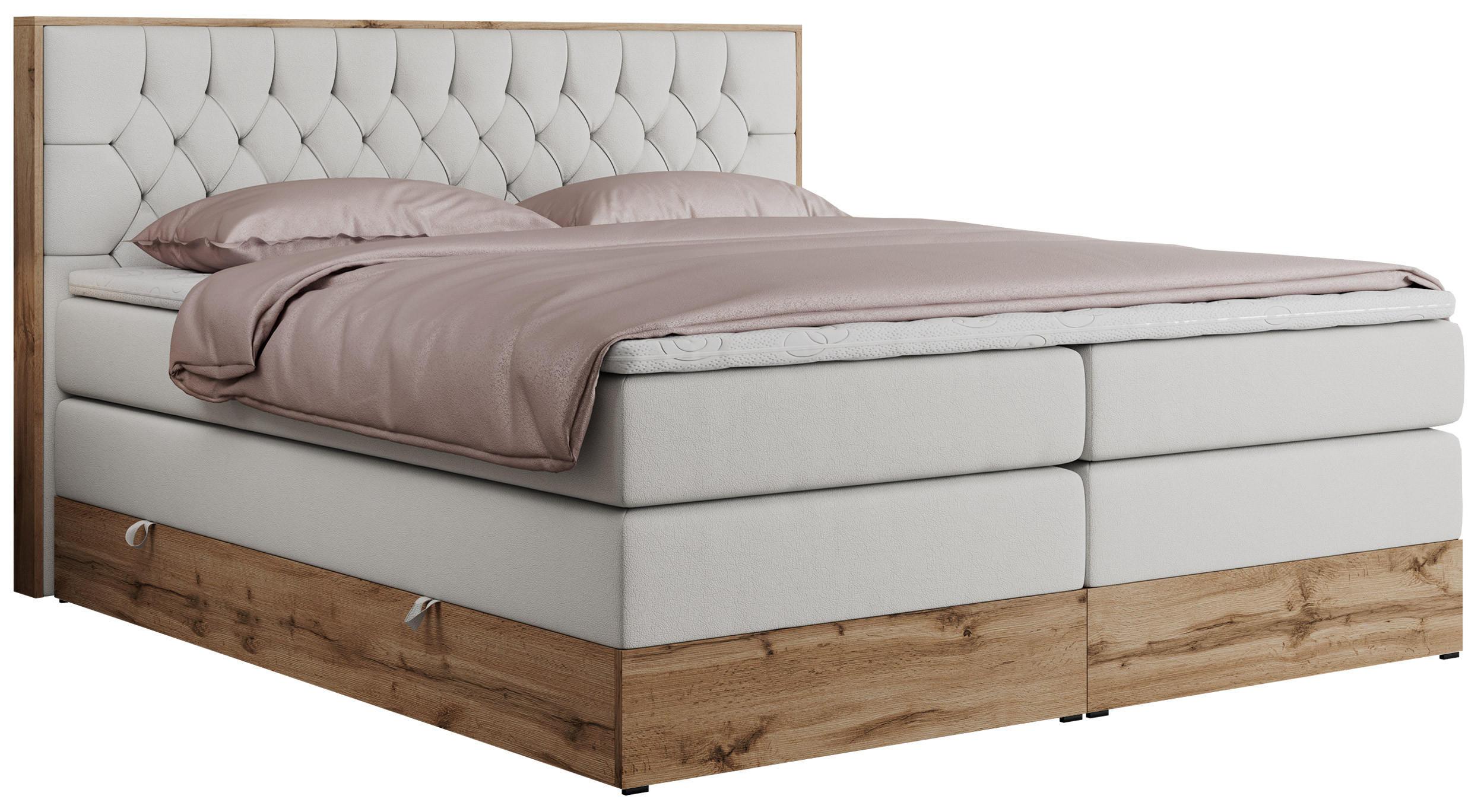 BOXSPRINGBETT AMORE KING 180/200 Weiß Kunstleder - H3 - Weiß, Holz/Textil (180/200cm) - MKS