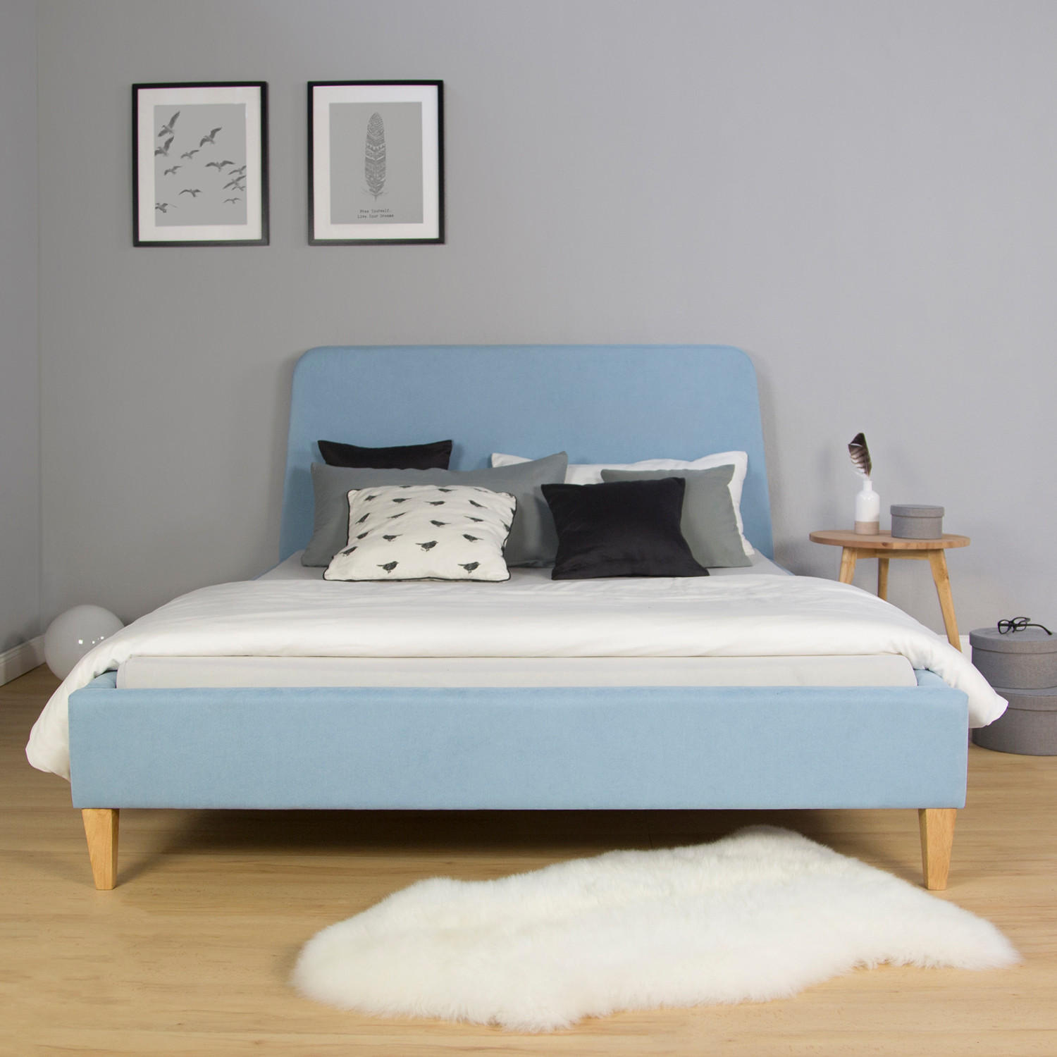 POLSTERBETT mit Lattenrost 140/200 cm in Blau - Blau, Textil (140/200cm) - Homestyle4u