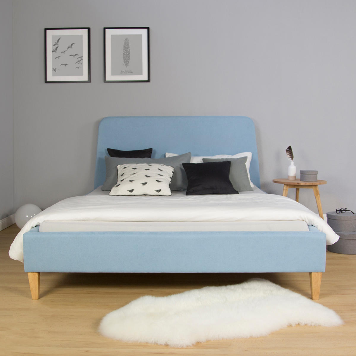 POLSTERBETT mit Lattenrost 140/200 cm in Blau - Blau, Textil (140/200cm) - Homestyle4u