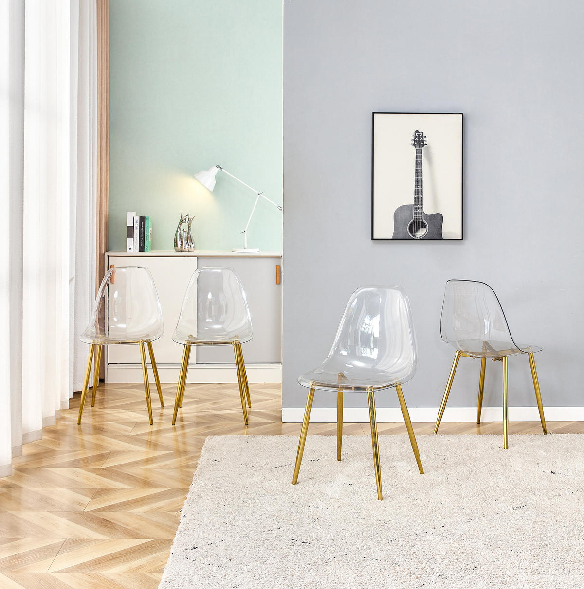 ESSZIMMERSTUHL 4er-Set 83 cm Kunststoff Transparent mit Metallbeinen Gold - Goldfarben, Metall (45.7/83/44cm) - Meubliv