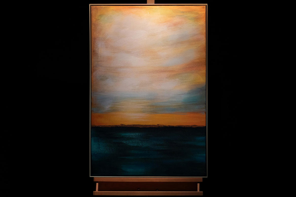 ACRYLBILD HANDGEMALT 60/90 cm - Blau/Gelb, Textil (60/90cm) - KUNSTLOFT
