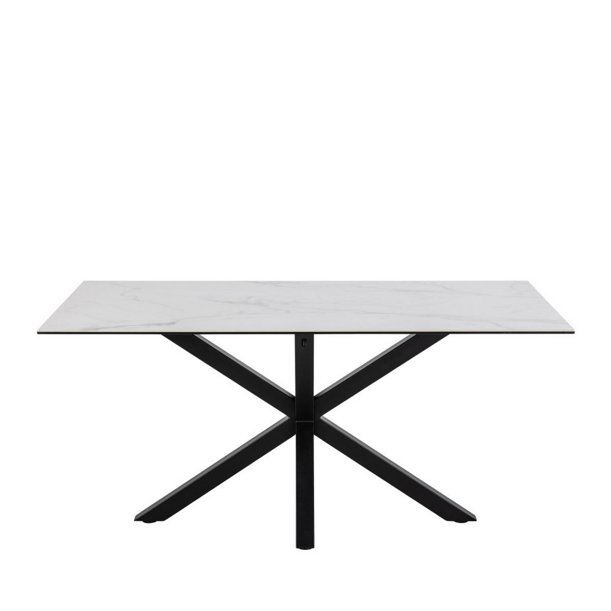 ESSTISCH - 6-Personen-Esstisch aus Keramik und Metall - Weiß - Weiß, Keramik (90/160/76cm) - Drawer