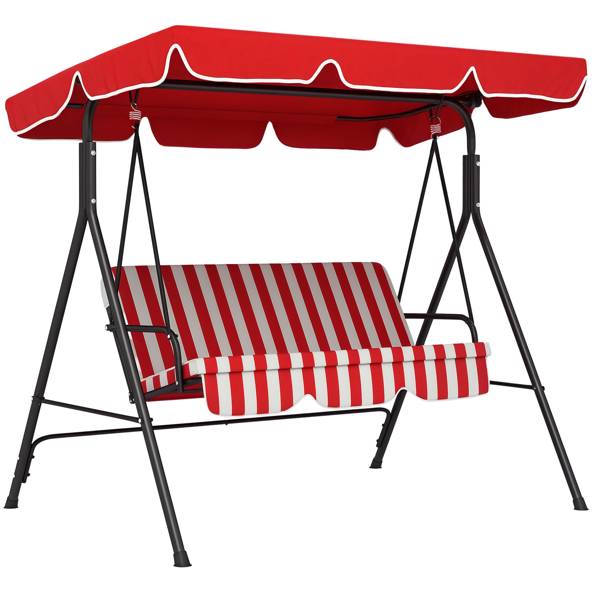 HOLLYWOODSCHAUKEL DE-15264 3-Sitzer mit verstellbarem Dach Rot - Rot, Metall (110/153/172cm) - ComfortXL