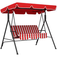 HOLLYWOODSCHAUKEL DE-15264 3-Sitzer mit verstellbarem Dach Rot - Rot, Metall (110/153/172cm) - ComfortXL