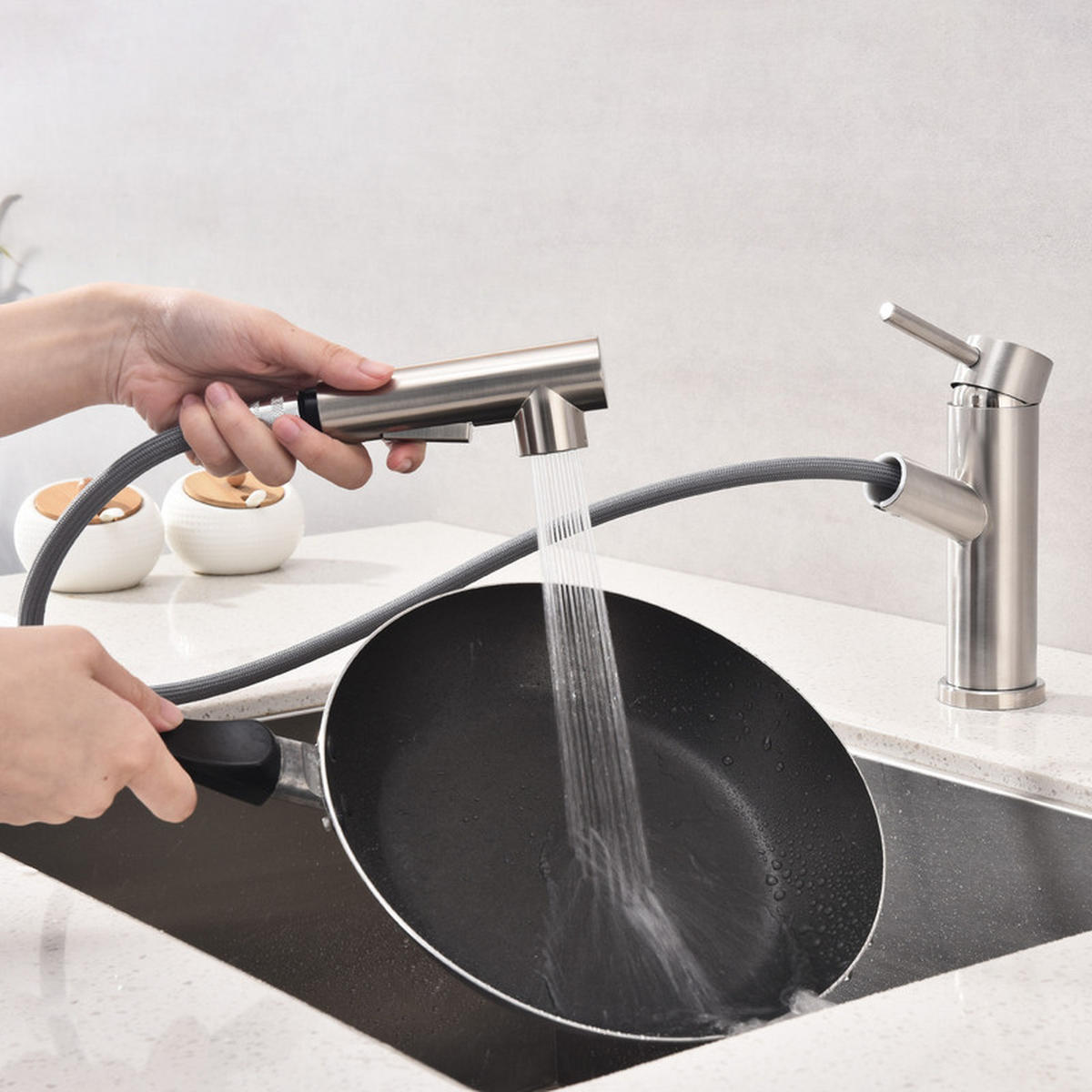 KÜCHENARMATUR Ausziehbar Edelstahl - Silberfarben, Metall (24.5/7.5/42cm) - HOMELODY