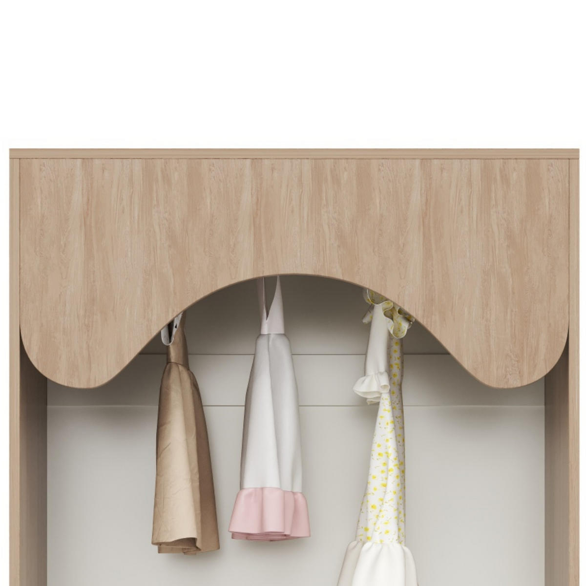 KINDERREGAL in Weiß und Naturfarben Kleiderschrank mit Kleiderstange und Schubladen für Kinderzimmer, B80/T46/H141.5cm - Naturfarben/Weiß, Holz/Holzwerkstoff (80/141.5/46cm) - STILVORA