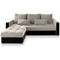 ROHOVÁ SEDAČKA KOS PIK béžová - šedá/béžová, dřevo/textil (220/140cm) - MASSENO