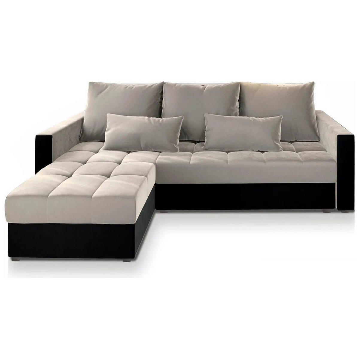 ROHOVÁ SEDAČKA KOS PIK béžová - šedá/béžová, dřevo/textil (220/140cm) - MASSENO