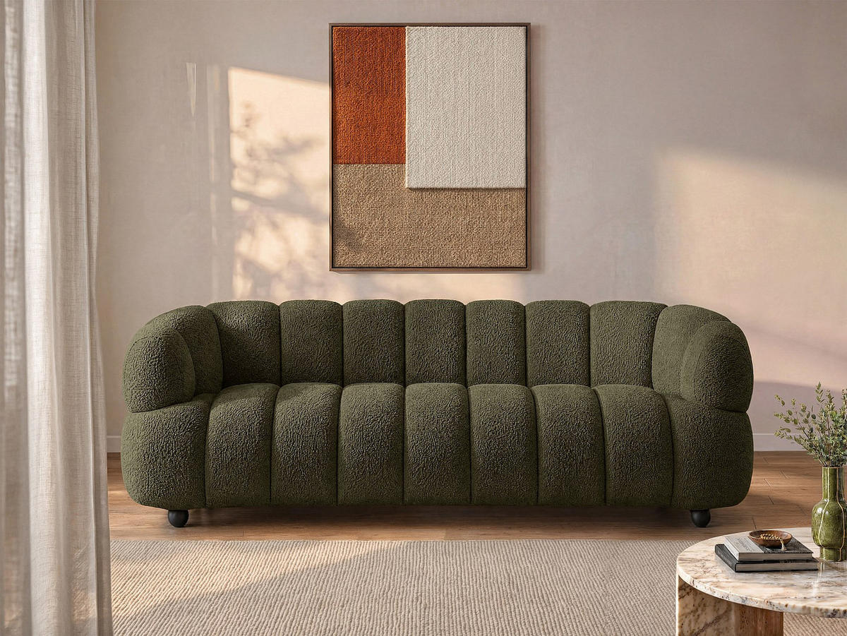SOFA - 4 Personen - stoff - grün Coliani - Grün, Holz/Textil (250/73/94cm) - Vente-Unique