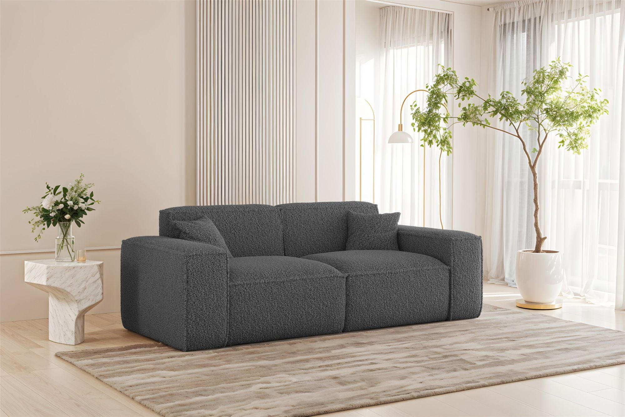 SOFA 2-sitzer Celes Premium In Sven - Dunkelgrau, Holzwerkstoff/Textil (182/73/90cm) - Fun Möbel