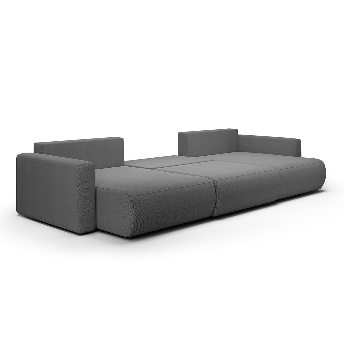 PANORAMASOFA Evy 4 Sitzplätze Grau - Grau, Holz (340/82/149cm) - Petits-meubles