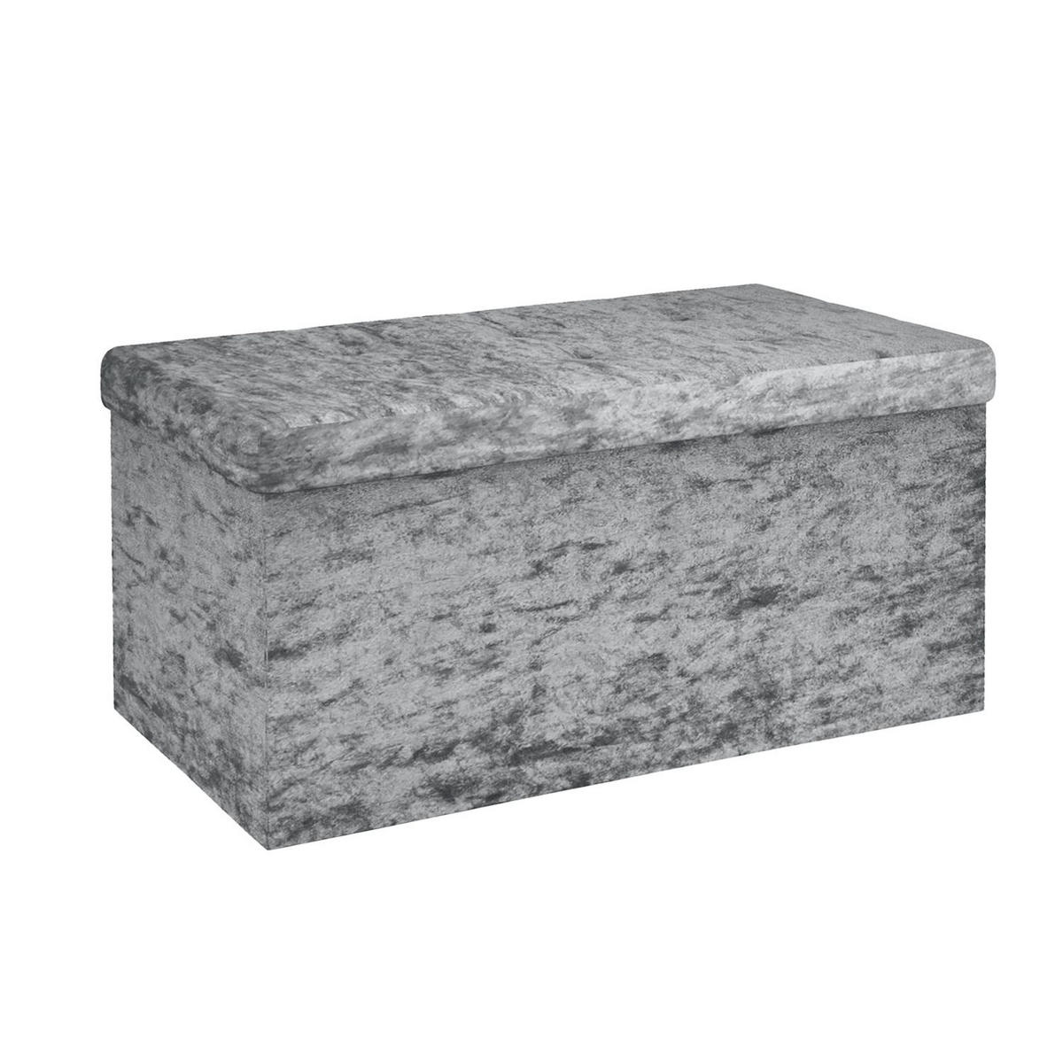 SITZBANK Faltbar mit Samtbezug 76/38/38 cm (Grau) - Grau, Karton (38/38/76cm) - Intirilife