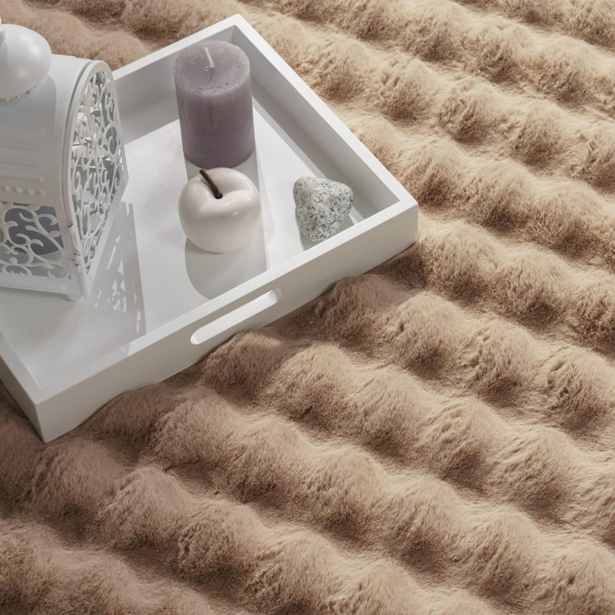 HOCHFLORTEPPICH Rauten Beige 60 x 100 cm - Beige, Kunststoff (60/100cm) - TT Home
