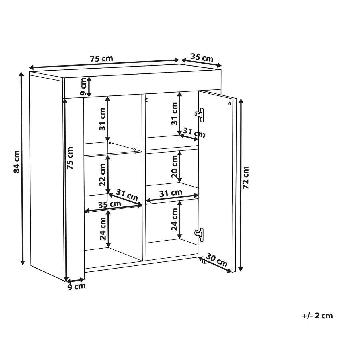 SIDEBOARD mit LED-Beleuchtung Weiß Kamloops - Weiß, Holzwerkstoff (75/84/35cm) - Beliani