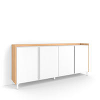 SIDEBOARD, Weiß und Eiche, 207/35/91cm, mit Beinen - Weiß, Holzwerkstoff (207/91/35cm) - Skraut Home