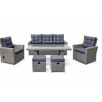 DININGLOUNGE-SET Asti Braun-Melierung, Polyrattan, 7 Personen - Braun, Naturmaterialien - bellavista - Home & Garden
