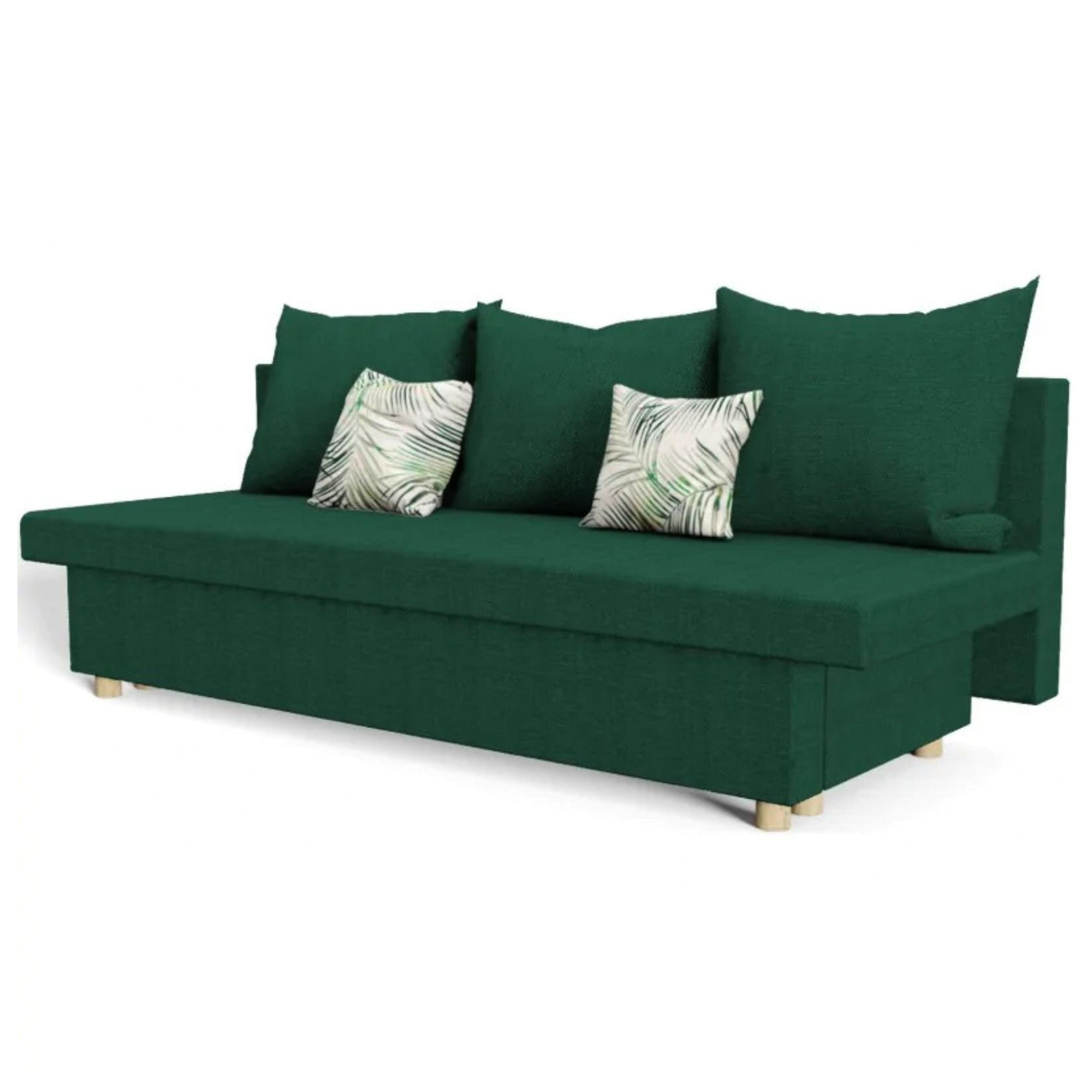 SCHLAFSOFA ANTA, Sofa mit Schlaffunktion und Bettkasten, Farbe: Grün, Veloursstoff - Grün, Textil (194/68/75cm) - Sepro Meble
