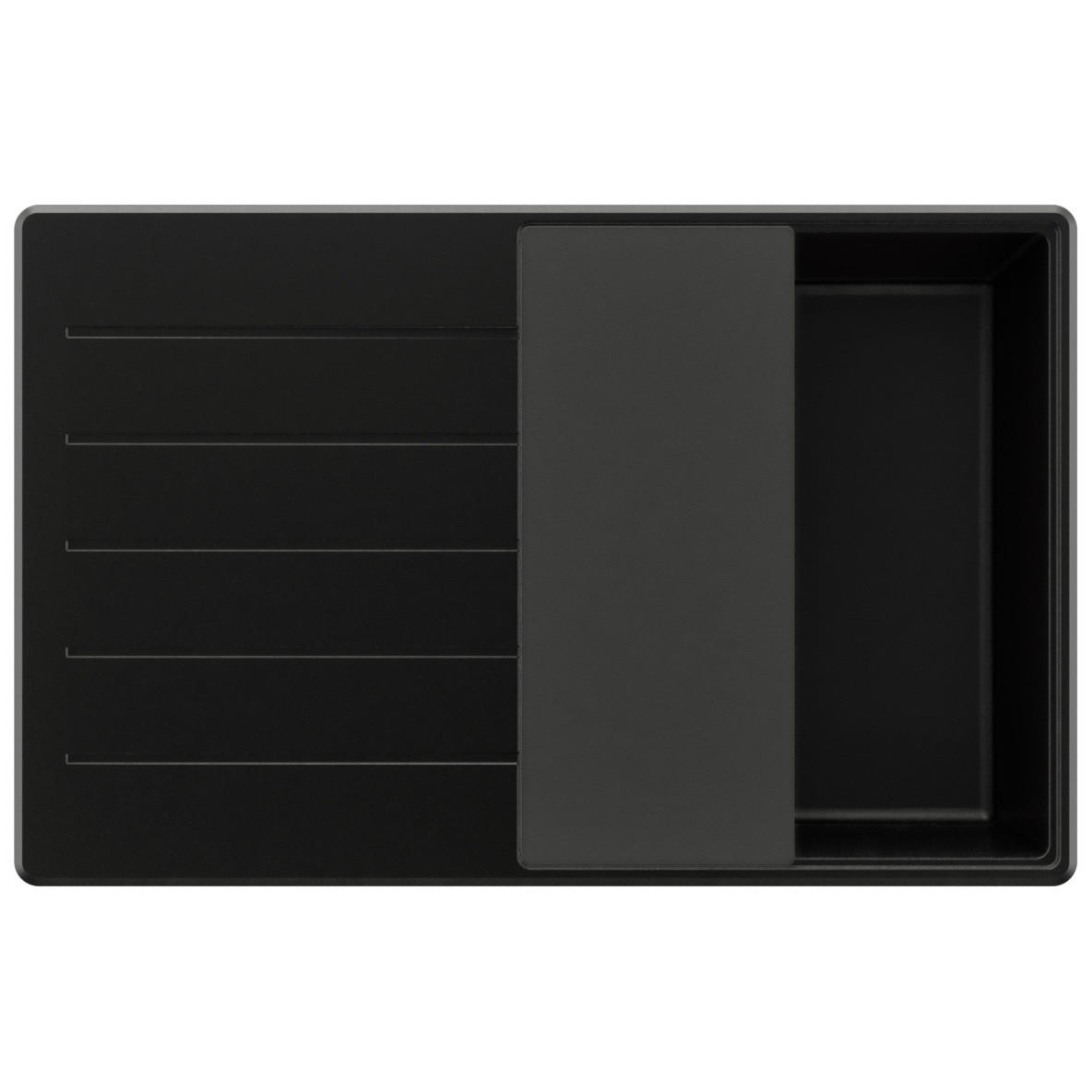 SPÜLBECKEN Kopenhagen, 2-er set Alles Schwarz 78/50 cm 1 Becken + Ablauf-Set + Schneidebrett ab 50er Unterschrank - Schwarz, Kunststoff (78/20/50cm) - Primagran