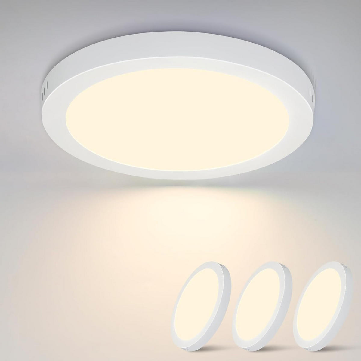 LED-DECKENLEUCHTE Tessj 23/3/23 cm （3er-set） - Weiß, Kunststoff (23/23/3cm) - ZMH