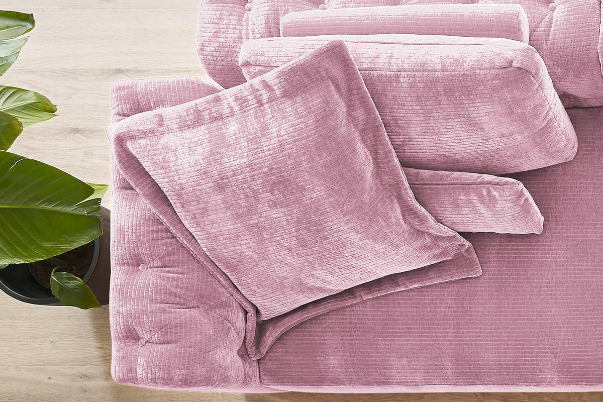 FLATTERKISSEN GROSS SEPHI Cord - Pink, Textil (95/95cm) - KAWOLA
