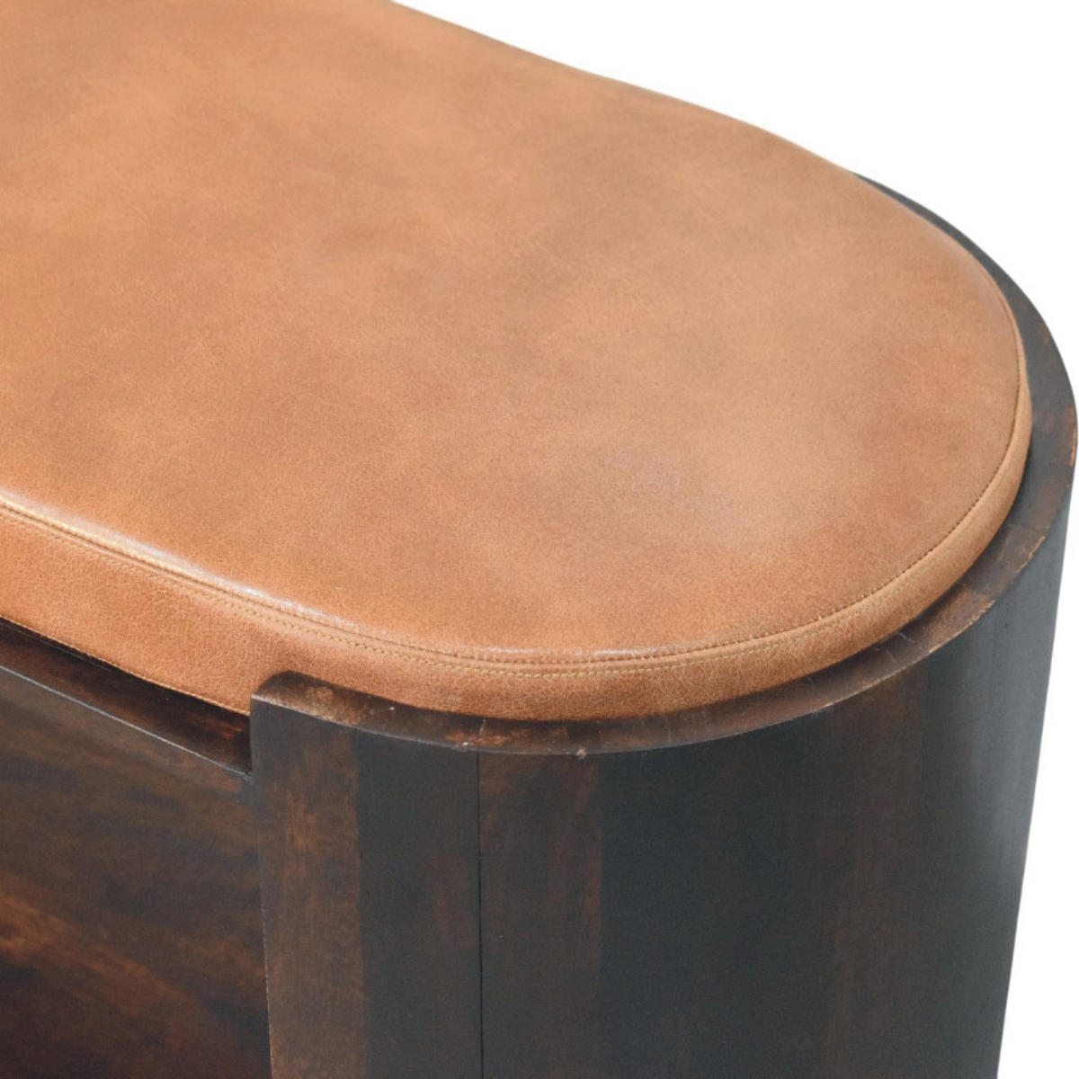 LAVICA s povrchovou úpravou Velvet Mocha, 1 otvorená polica, poťah z pravej kože, tmavohnedá - hnedá/tmavohnedá, koža/drevo (90/44/35cm) - Artisan Furniture