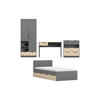 JUGENDZIMMER-SET JUMI A 4-teilig in Grau/Eiche Artisan - Eiche Artisan/Grau, Holzwerkstoff (364/193/205cm) - Deine Möbel 24