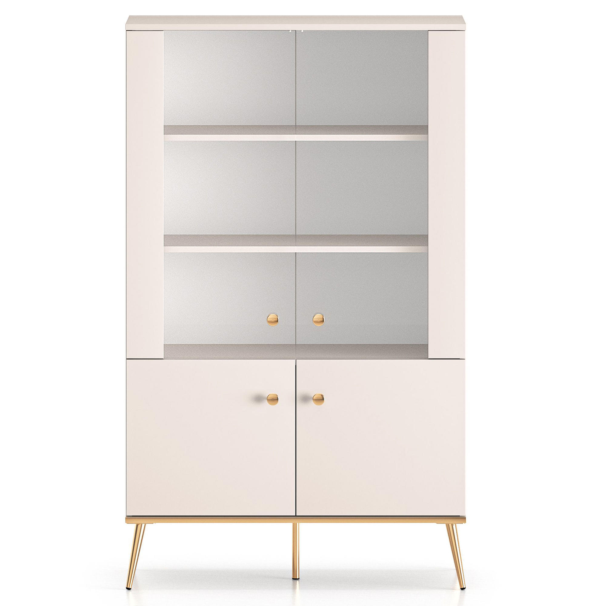 GLASVITRINE FRALIA,Creme - Creme, Glas/Holzwerkstoff (92/152/40cm) - KONSIMO®