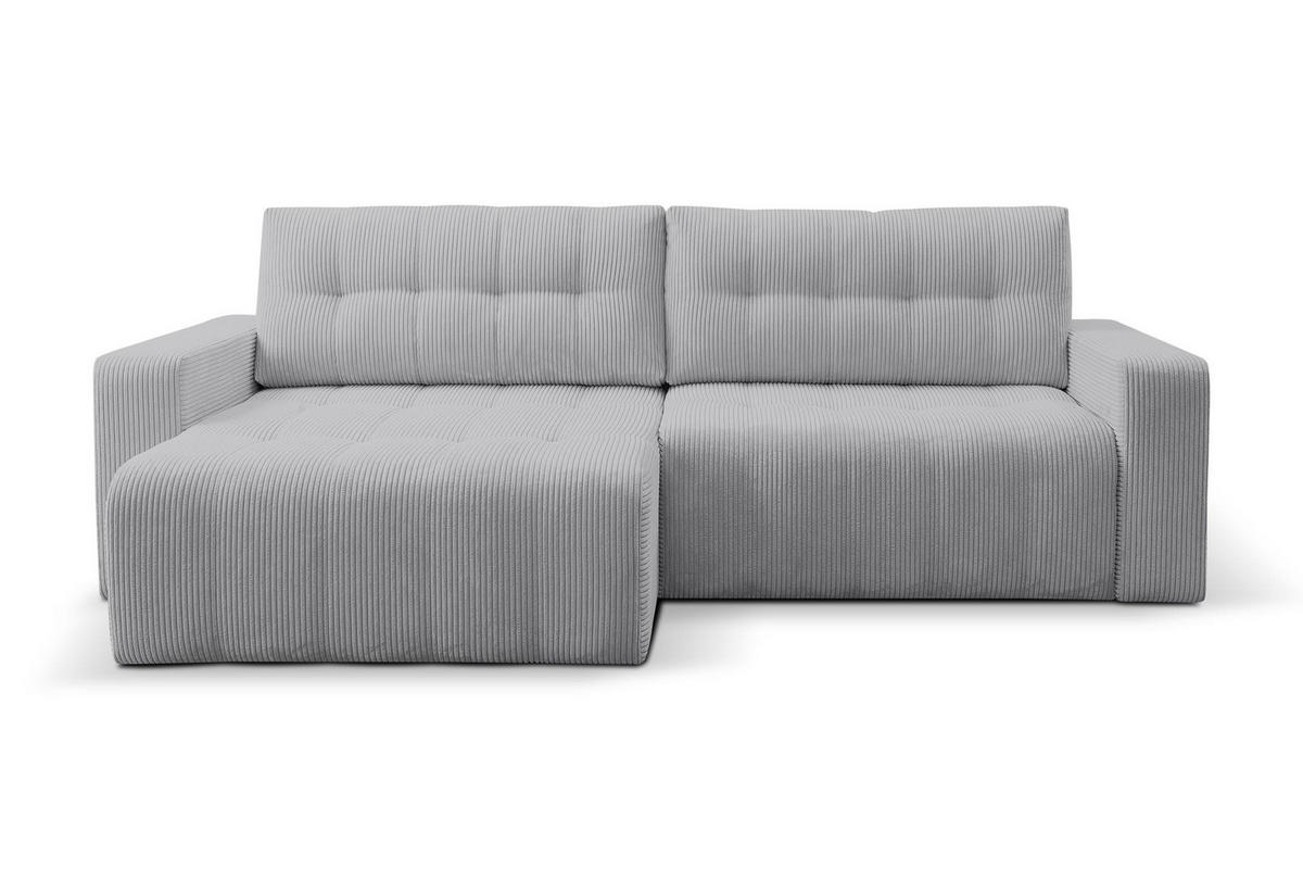 ECKSOFA Masina Hellgrau, Schlafsofa aus Cordstoff - Hellgrau, Holzwerkstoff (245/143cm) - Bettso
