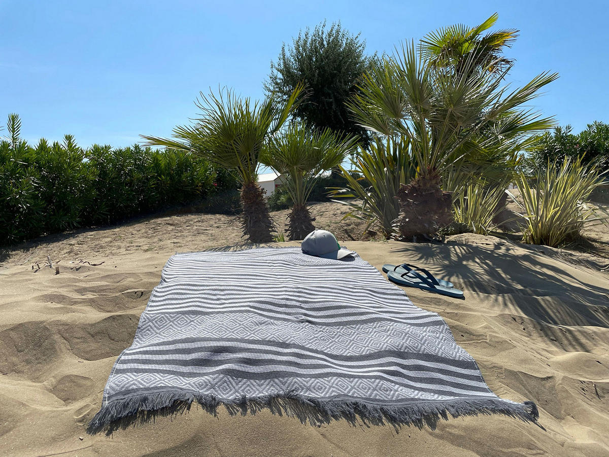 STRANDTUCH, 90x160 cm, 100% Baumwolle, Grau - Anthrazit, Textil (90/160cm) - Zollner