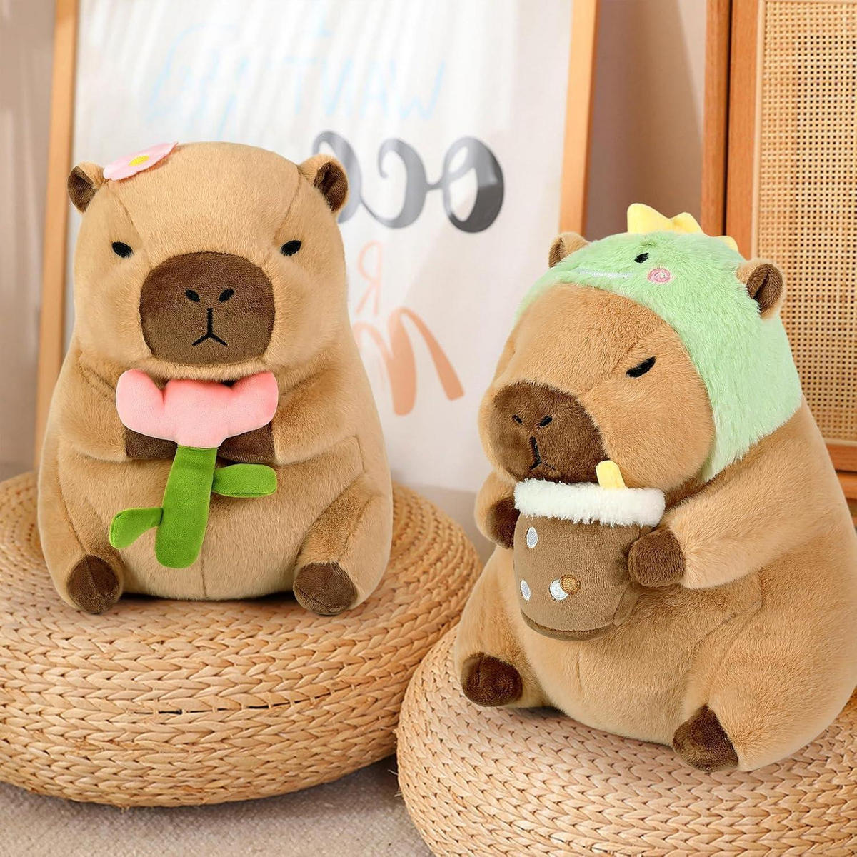 PLÜSCHTIER Capybara mit Blume 35 cm - Braun, Textil (31/35cm)