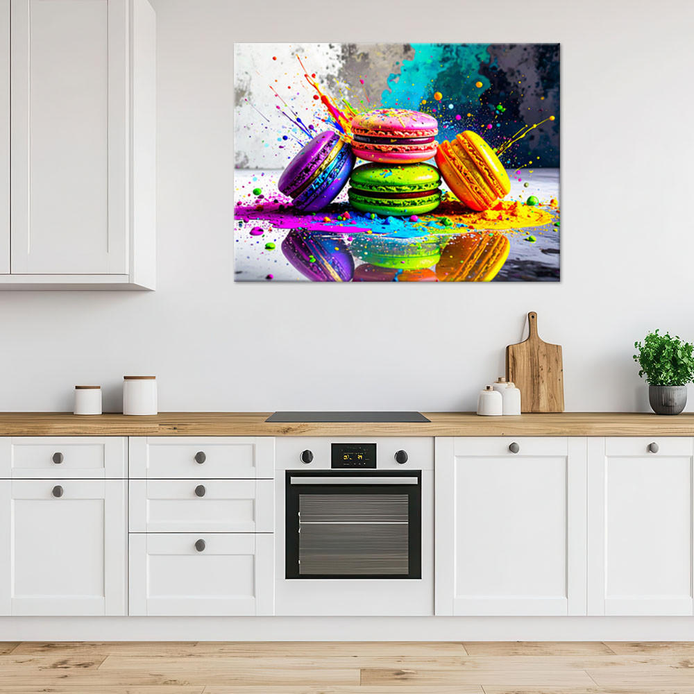 LEINWANDBILD Kekse Makronen Abstrakt 120x80cm - Multicolor, Textil (120/80cm) - Feeby