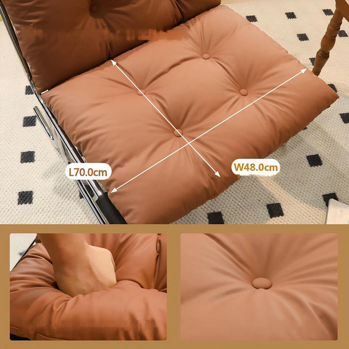 FOTOLIU CU HUSĂ DETASABILĂ, Maro - maro, piele (84.1/84.6/72.2cm) - KOMHTOM