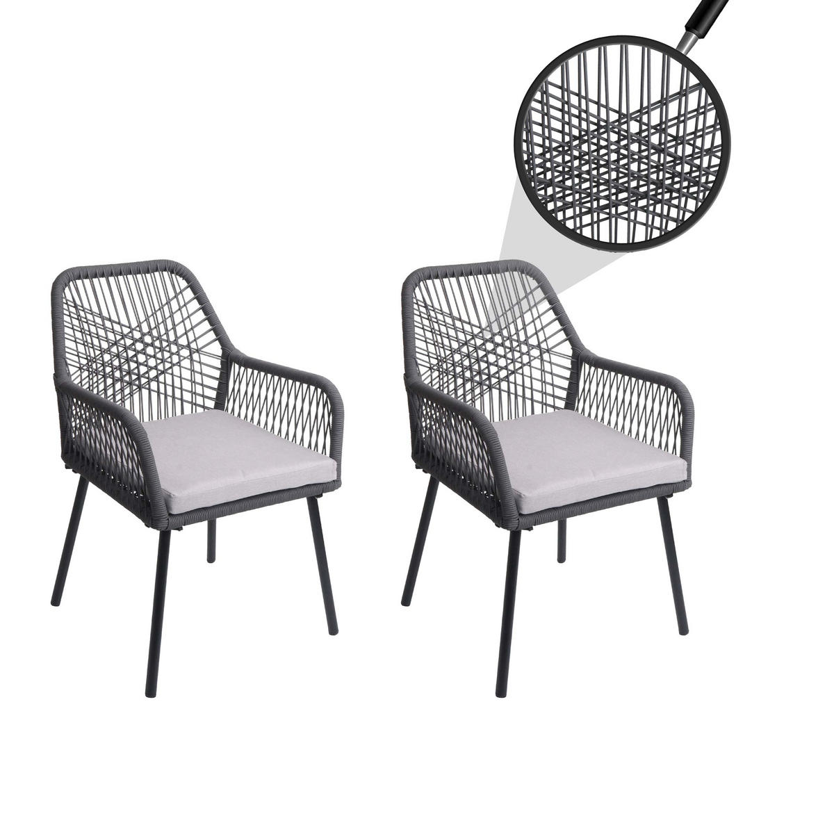 GARTENSTUHL AnthrazitGrau - Anthrazit/Hellgrau, Textil (54/81/62cm) - MCW