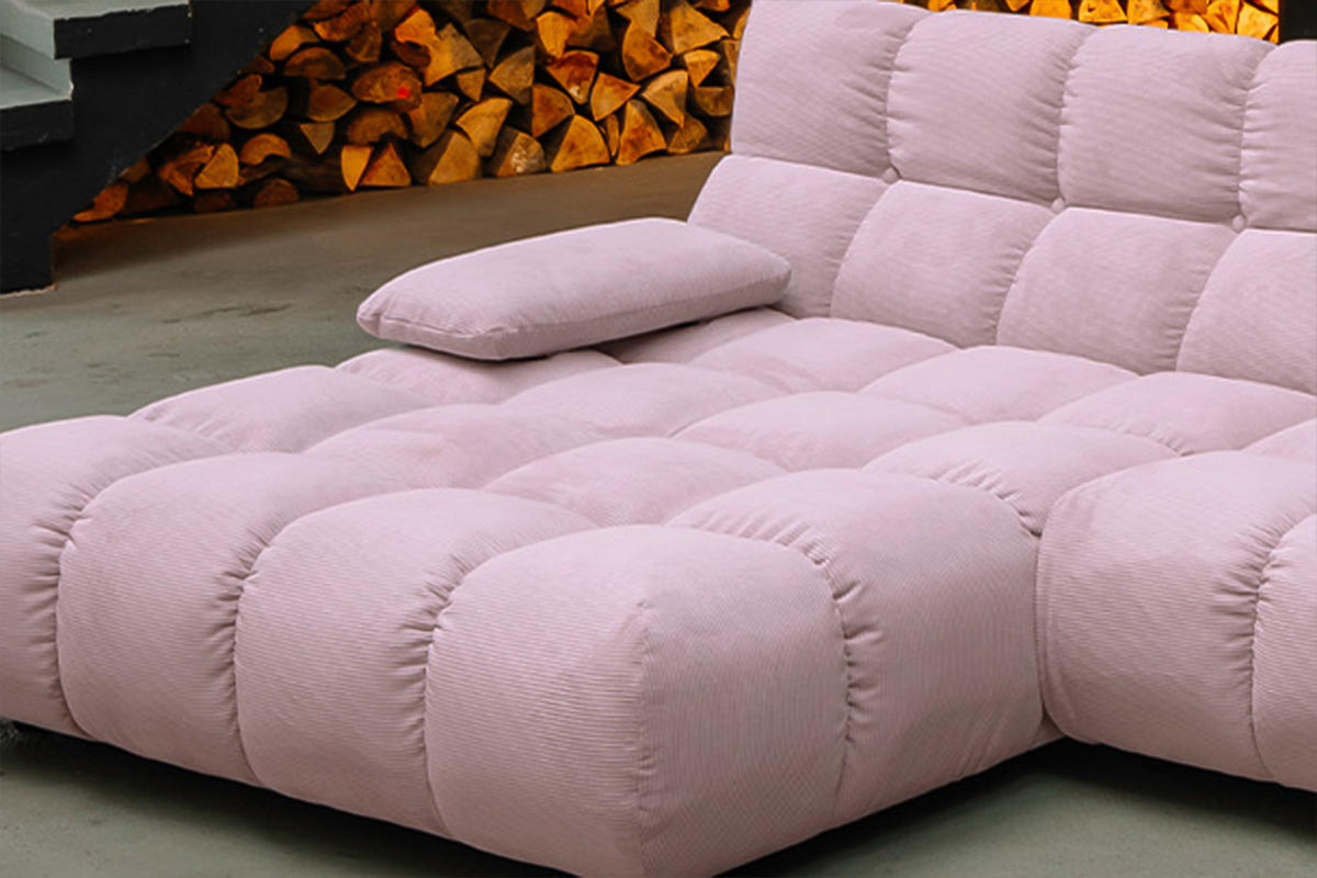 ECKSOFA VIVIEN Pink Cord - Pink/Schwarz, Kunststoff/Textil (290/178cm) - KAWOLA