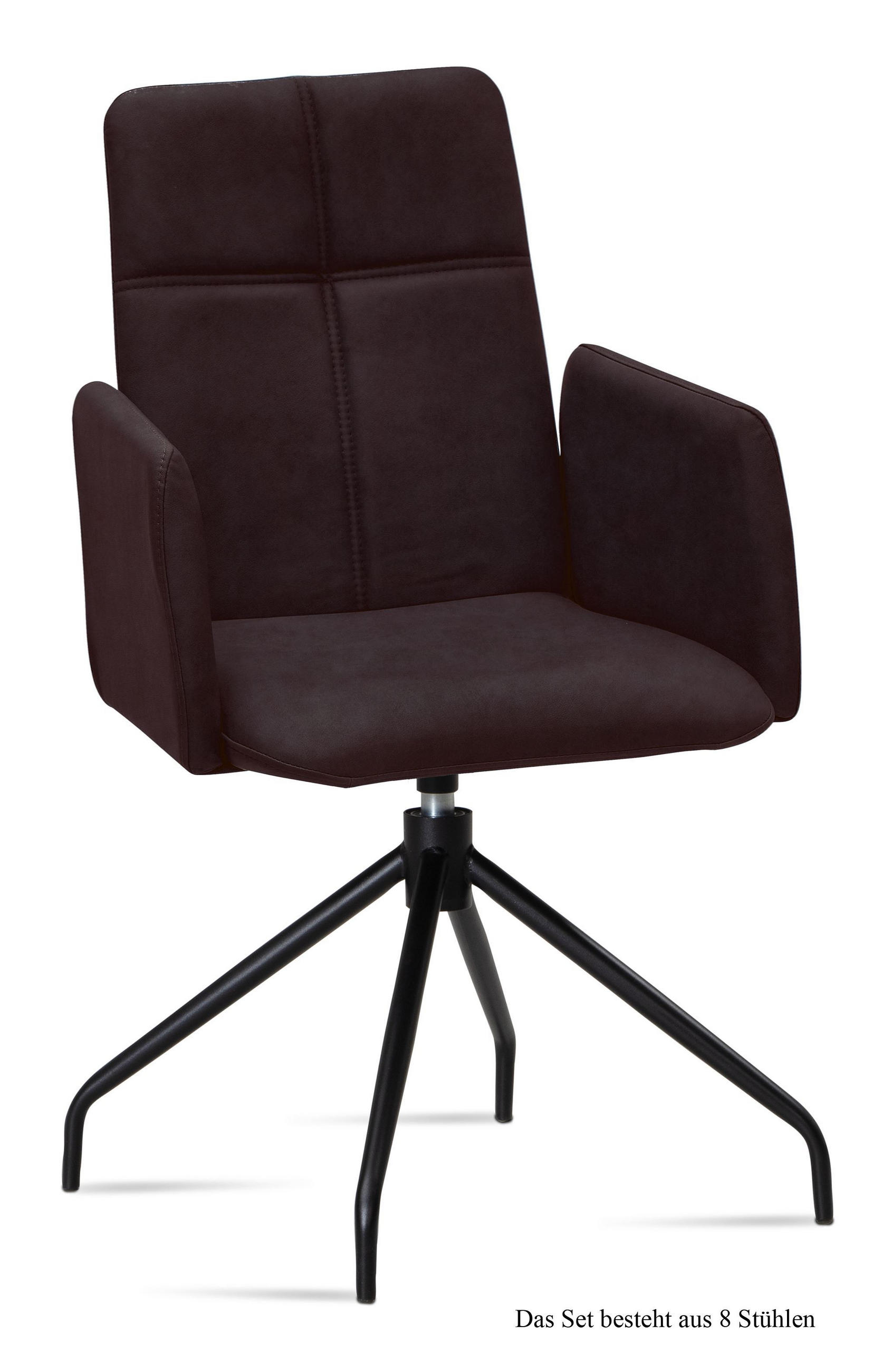 ARMLEHNSTUHL drehbar (8er-Set) Doanna 52x92x60 Schwarz/Espresso - Dunkelbraun/Schwarz, Kunststoff (60/92/52cm) - 58aufmkessel