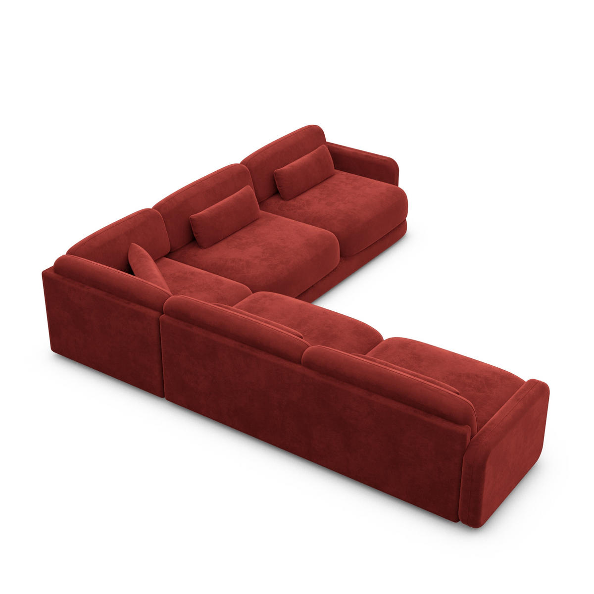 ECKSOFA Valencia L Form Samtstoff Rot - Rot, Textil (229/229cm) - Sofa Dreams