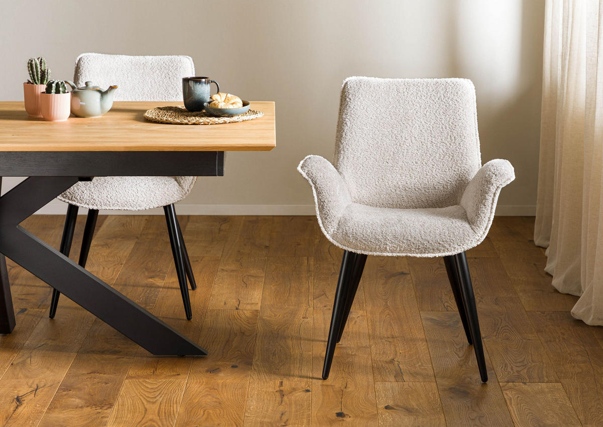 STUHL 100% Polyester 66 x 62 x 86 cm beige / grau POLSTERSTÜHLE - Beige/Grau, Kunststoff (66/86/62cm) - Massivmoebel24