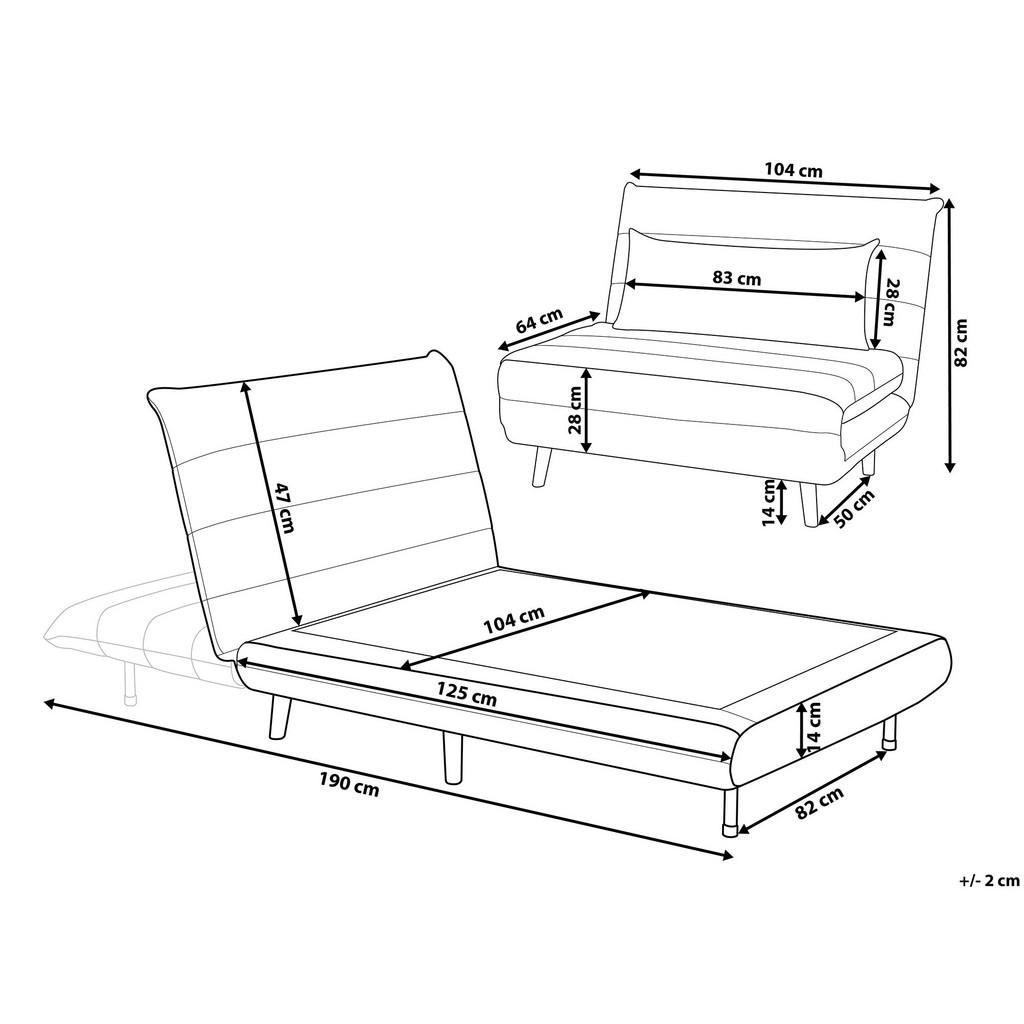 Thumbnail - Beliani 1-Sitzer-Schlafsofa, Creme, Textil, 104x82x190 cm, Wohnzimmer, Sofas & Couches, Schlafsofas