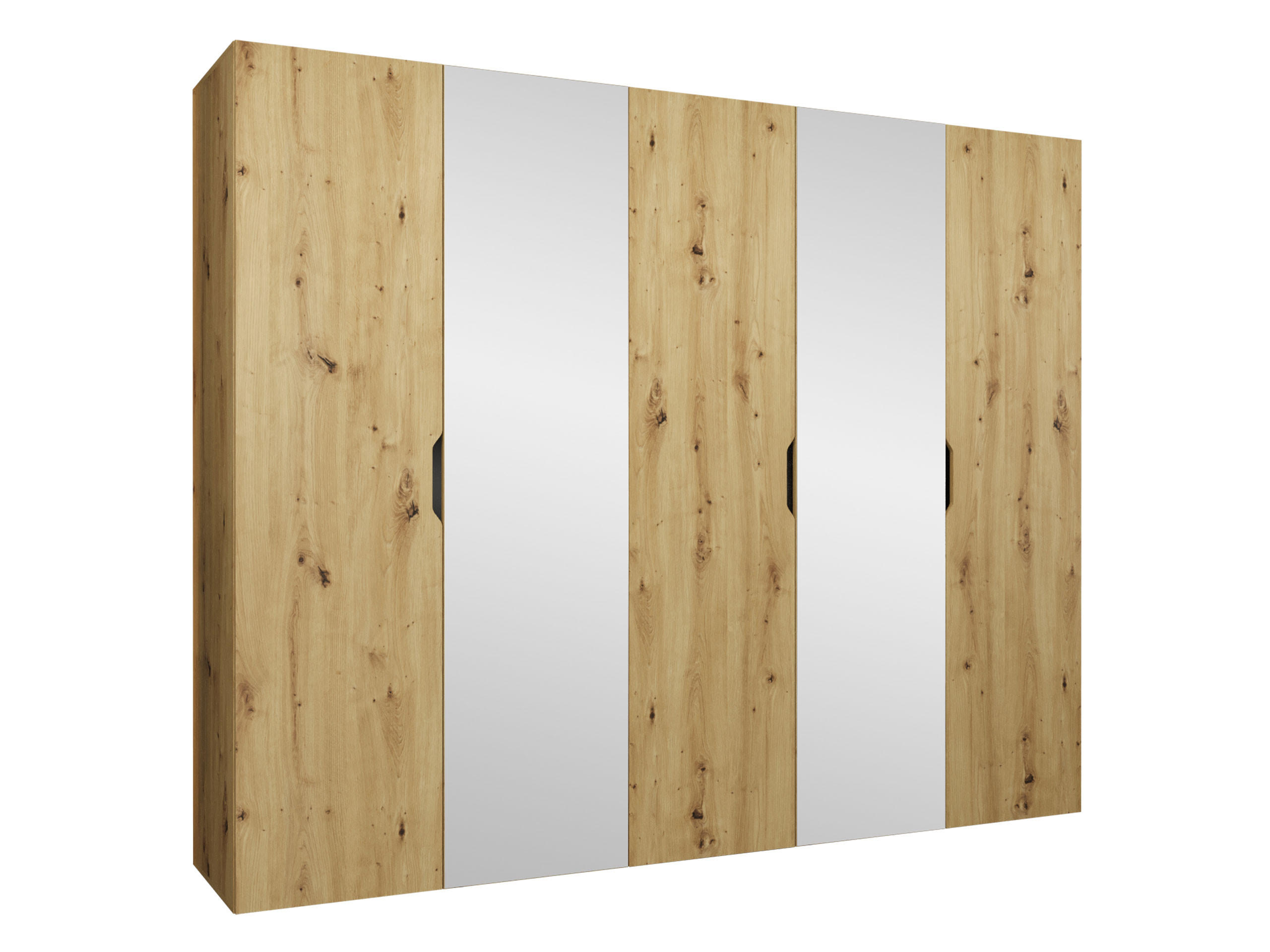 DREHTÜRENSCHRANK Malaga 250 mit Frontspiegel - Eiche Artisan, Holzwerkstoff (250/202/52cm) - MIRJAN24