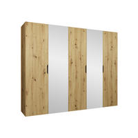 DREHTÜRENSCHRANK Malaga 250 mit Frontspiegel - Eiche Artisan, Holzwerkstoff (250/202/52cm) - MIRJAN24