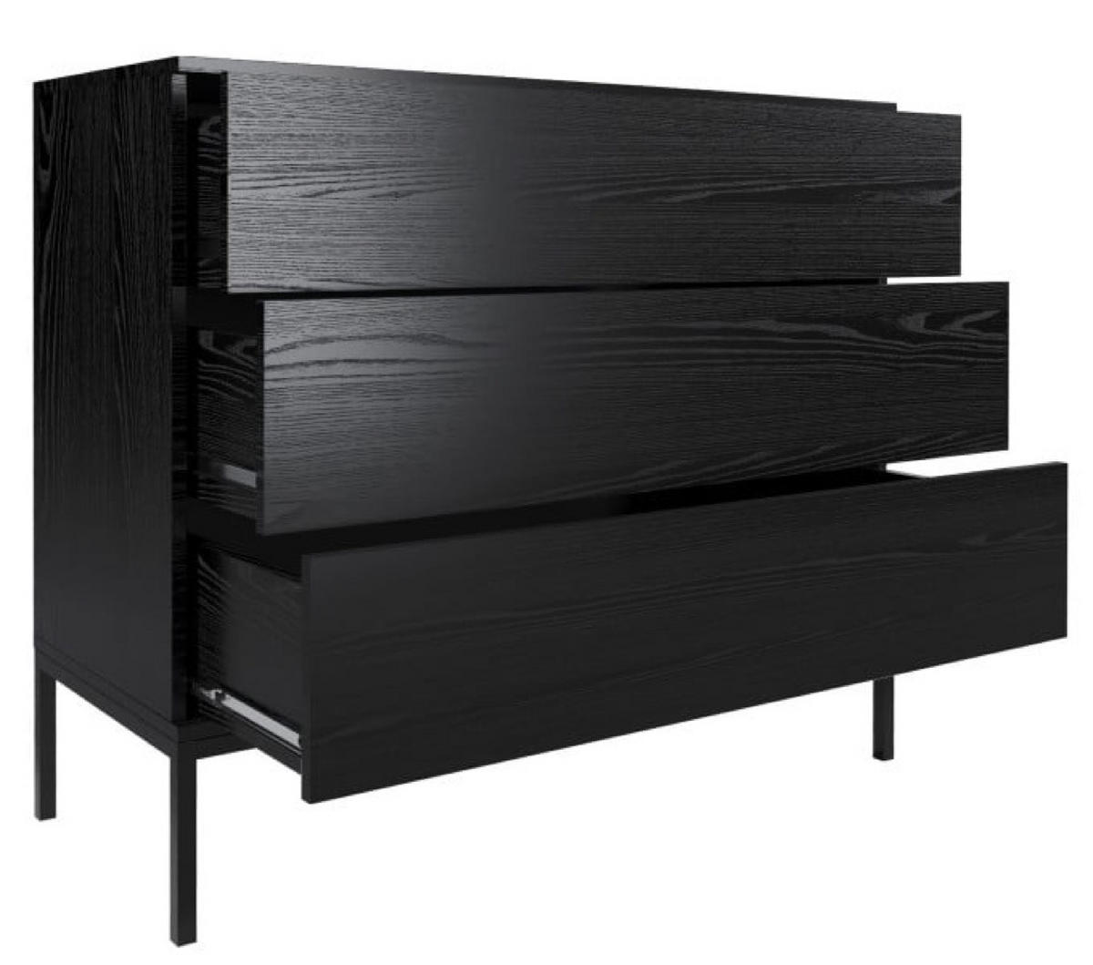 KOMMODE Schwarz Industrial Metallfüße Schmal - Schwarz, Holzwerkstoff (100/84/41cm) - Sepro Meble