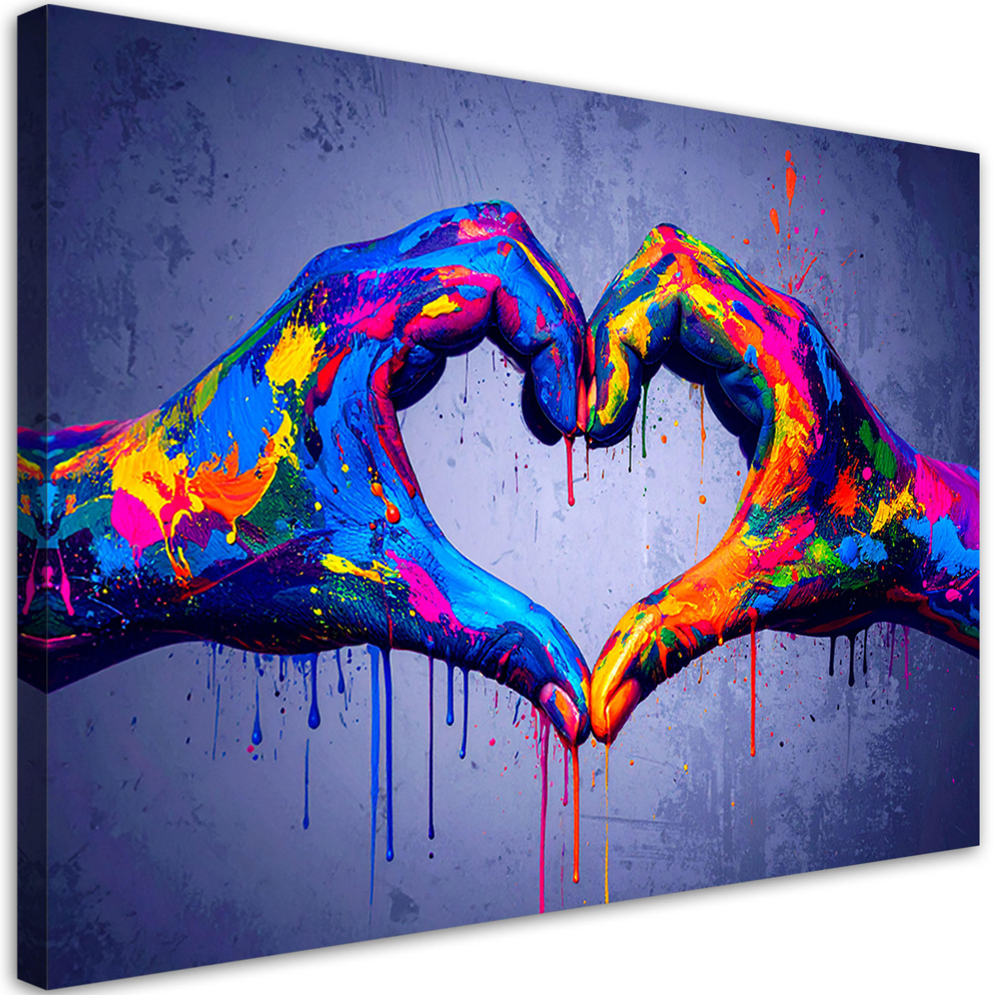 LEINWANDBILD Hände Herz Liebe Graffiti 120x80cm - Multicolor, Textil (120/80cm) - Feeby