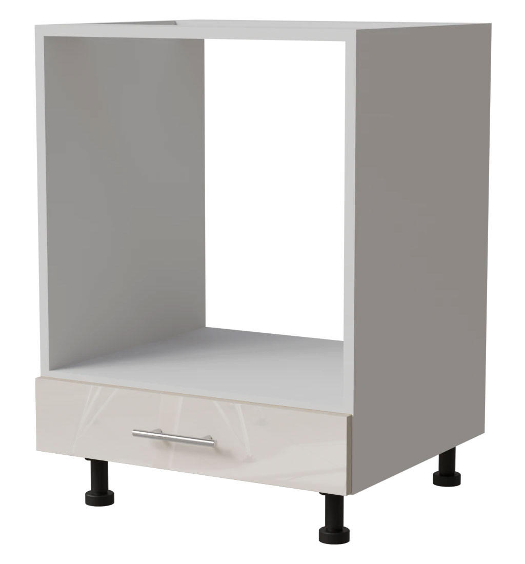 HERDUMBAUSCHRANK Brerra D11K/60 Weiß / RAL 9001 creme Hochglanz 60 / 50 / 82cm - Creme/Weiß, Holz/Holzwerkstoff (60/82/50cm) - Feldmann-Wohnen