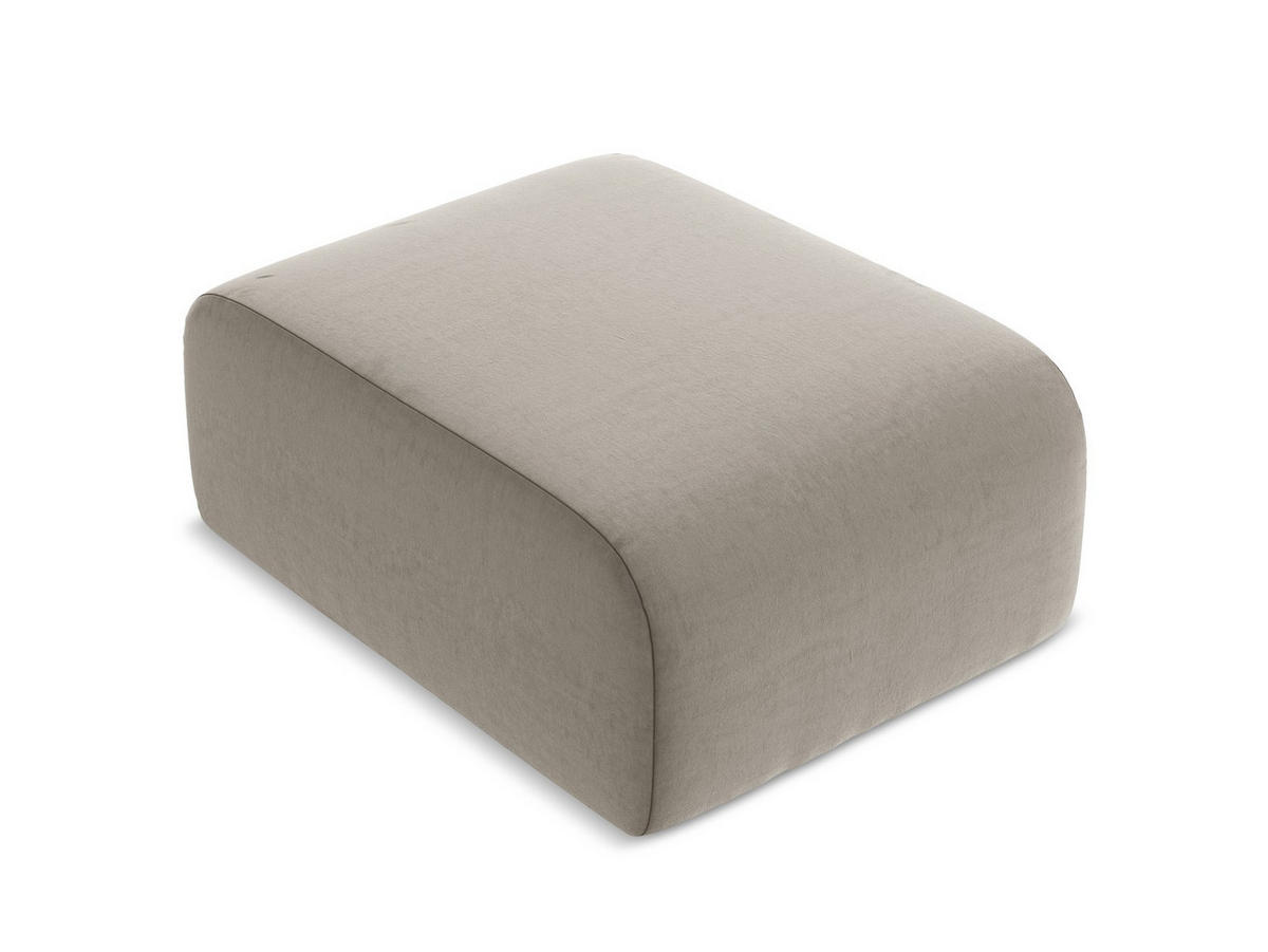 POUF Samt Stoff Grau - Taupe/Schwarz, Holzwerkstoff/Kunststoff (72/42/94cm) - Makamii