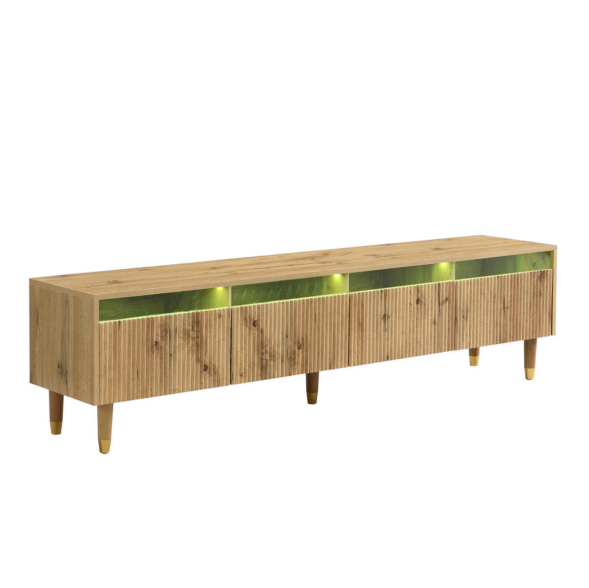 WOHNZIMMERSET TV-Schrank & Couchtisch mit LED 2er-Set Holzfarben-Gold - Braun, Holzwerkstoff (35/45/178cm) - Beauniv