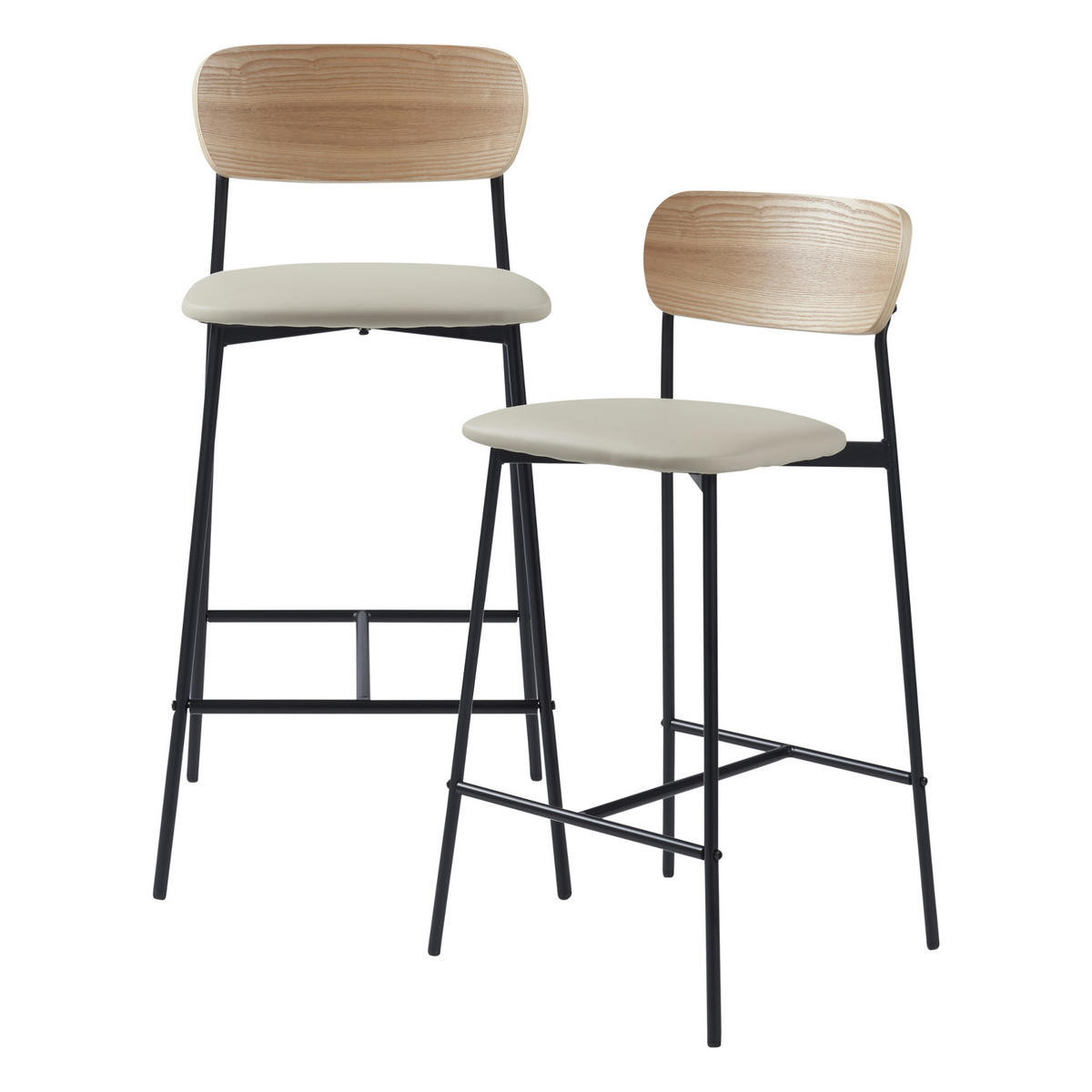 BARSTUHL-SET 2 TLG. Jyväskylä - Beige, Metall (40/89/45cm) - [en.casa]